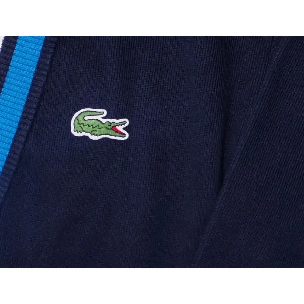 Lacoste V Sweater M Oversized Navy Color Block Tennis Jumper Big Alligator - Picture 7 of 16